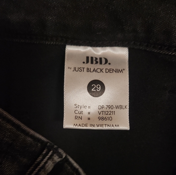 JBD Black Patch Pocket Jeans Wide Leg High Waist Relaxed Fit Stretch Size 29 - Picture 9 of 10